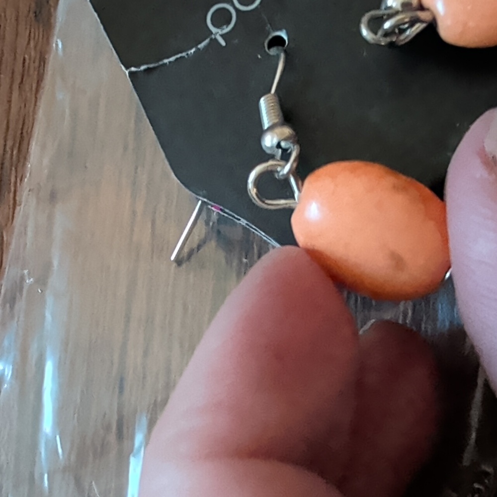 Paparazzi Natural Novice Orange Peach Dangle Earrings New - Picture 3 of 3